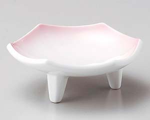 【まとめ買い10個セット品】和食器 ア076-248 ピンク吹き三ッ足高台六角皿【キャンセル/返品不可】【ECJ】
