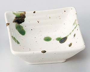 【まとめ買い10個セット品】和食器 ロ079-248 粉引黒オリベ流し段々角小鉢【キャンセル/返品不可】【ECJ】
