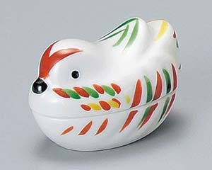 【まとめ買い10個セット品】和食器 チ082-158 オシドリ蓋付珍味(赤)【キャンセル/返品不可】【ECJ】