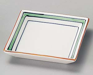 【まとめ買い10個セット品】和食器 ツ101-028 渕グリーン角皿【キャンセル/返品不可】【ECJ】