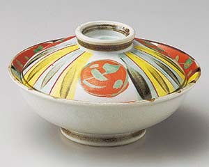 和食器 ツ103-038 十草赤丸紋7.0骨むし【ECJ】