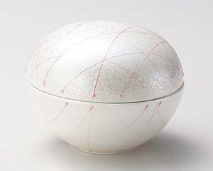 和食器 ミ105-188 ピンク一珍丸形蓋物【ECJ】