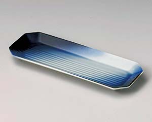 【まとめ買い10個セット品】和食器 ロ136-218 蒼空スミ切長皿(小)【キャンセル/返品不可】【ECJ】