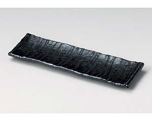 【まとめ買い10個セット品】和食器 キ140-108 いぶし黒新長皿【キャンセル/返品不可】【ECJ】