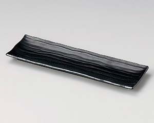 【まとめ買い10個セット品】和食器 ヤ141-128 木目(黒)長皿【キャンセル/返品不可】【ECJ】