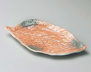 【まとめ買い10個セット品】和食器 ツ144-138 オレンジ巻グリーン吹木ノ葉皿【キャンセル/返品不可】【ECJ】