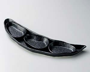 【まとめ買い10個セット品】和食器 ホ170-068 黒リーフ大皿【キャンセル/返品不可】【ECJ】