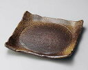 【まとめ買い10個セット品】和食器 ミ184-258 備前風正角円彫盛込皿【キャンセル/返品不可】【ECJ】