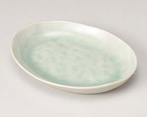 【まとめ買い10個セット品】和食器 ロ197-048 うすみどり 9寸楕円皿【キャンセル/返品不可】【ECJ】