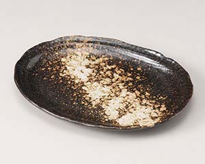 【まとめ買い10個セット品】和食器 ミ196-068 黒備前楕円盛皿【キャンセル/返品不可】【ECJ】