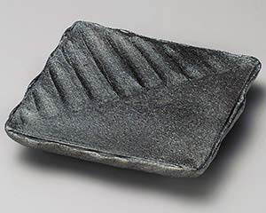 【まとめ買い10個セット品】和食器 メ216-018 黒窯変そぎ足付角皿【キャンセル/返品不可】【ECJ】