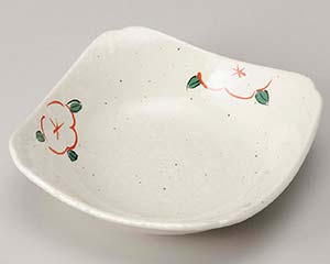 【まとめ買い10個セット品】和食器 ロ220-208 雪粉引赤絵花5.0角皿【キャンセル/返品不可】【ECJ】