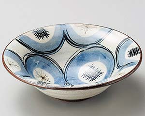 和食器 テ255-118 粉引呉須丸紋渕反7.5平鉢【ECJ】