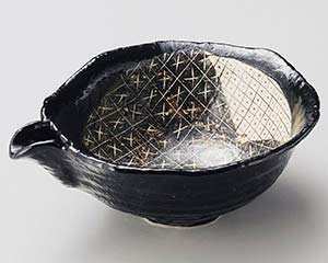 和食器 ミ260-088 黒織部片口盛鉢【ECJ】