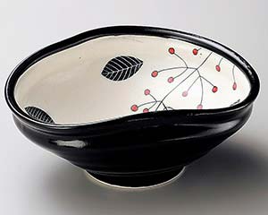 【まとめ買い10個セット品】和食器 オ262-148 黒織部南天ひねり鉢【キャンセル/返品不可】【ECJ】