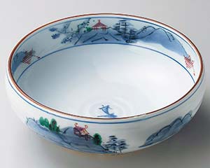 和食器 ア268-018 染錦山水8.0ボール【ECJ】