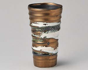 【まとめ買い10個セット品】和食器 ホ275-178 ゴールド織部流しフリーカップ【キャンセル/返品不可】【ECJ】