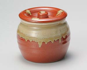 【まとめ買い10個セット品】和食器 テ300-018 赤釉流5号かめ【キャンセル/返品不可】【ECJ】