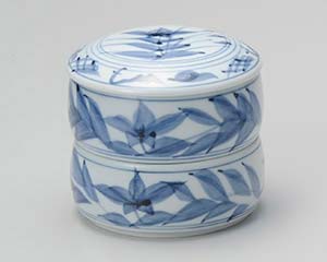 【まとめ買い10個セット品】和食器 チ300-198 古染桔梗二段重(中)【キャンセル/返品不可】【ECJ】