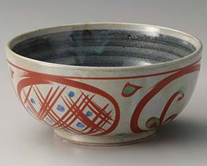 【まとめ買い10個セット品】和食器 テ321-158 赤絵丸格子5.5ボール【キャンセル/返品不可】【ECJ】