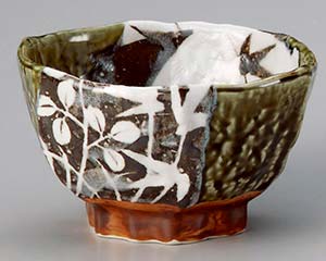 【まとめ買い10個セット品】和食器 ミ331-188 織部草花50六角丼【キャンセル/返品不可】【ECJ】