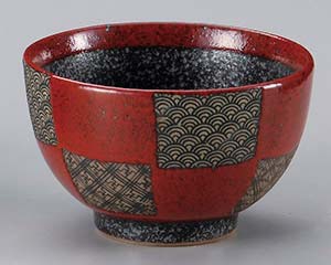 【まとめ買い10個セット品】和食器 テ344-048 赤市松青海波夏目型多用丼【キャンセル/返品不可】【ECJ】