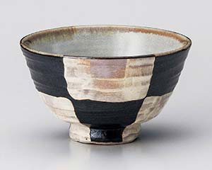 【まとめ買い10個セット品】和食器 ユ363-158 市松黒茶碗【キャンセル/返品不可】【ECJ】