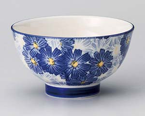 【まとめ買い10個セット品】和食器 イ373-078 華々ブルー高台茶碗【キャンセル/返品不可】【ECJ】