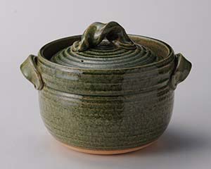 和食器 メ406-238 緑釉三合御飯鍋【ECJ】