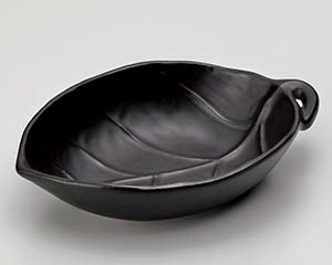 【まとめ買い10個セット品】和食器 ス411-088 黒釉葉型鍋(大)【キャンセル/返品不可】【ECJ】