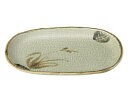 【まとめ買い10個セット品】和食器 オ468-738 織部流し芦絵 9.0小判皿【キャンセル/返品不可】【ECJ】(3)