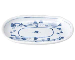 【まとめ買い10個セット品】和食器 ト481-148 手描花唐草 玉渕6.5小判皿【キャンセル/返品不可】【ECJ】