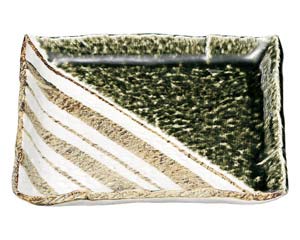 和食器 ロ466-098 織部ストライプ 正角8.0皿【ECJ】