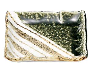 【まとめ買い10個セット品】和食器 ロ466-108 織部ストライプ 正角5.0皿【キャンセル/返品不可】【ECJ】