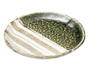 【まとめ買い10個セット品】和食器 ロ466-208 織部ストライプ 7.0丸皿【キャンセル/返品不可】【ECJ】