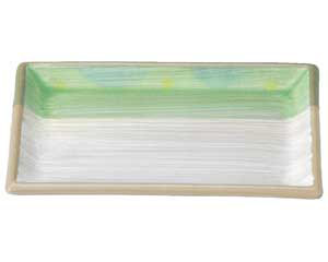 【まとめ買い10個セット品】和食器 ミ150-068 新緑 長角焼物皿【キャンセル/返品不可】【ECJ】