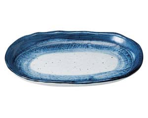 和食器 オ479-078 藍彩 小判6.5皿【ECJ】