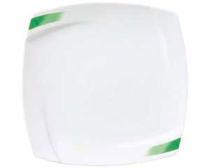 ホ596-538 JAPAN・OBI グリーン角盛皿【ECJ】