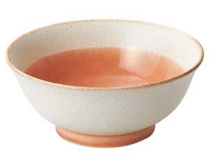 ミ668-148 釉彩(若草・ピンク) ピンク高台6.5丼【ECJ】