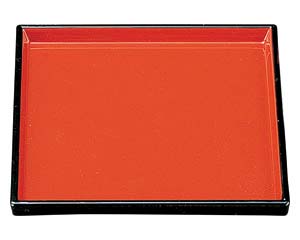 【まとめ買い10個セット品】 エ699-238 [A]正角皿 朱渕黒【キャンセル/返品不可】【ECJ】