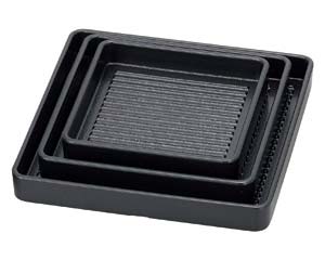 【まとめ買い10個セット品】 エ707-198 [TA]角肉皿 黒(塗無)20cm角[エンボス加工][洗]【キャンセル/返品不可】【ECJ】