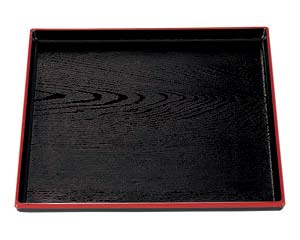 【まとめ買い10個セット品】 エ713-238 [A]正角木目盆 黒天朱9寸【キャンセル/返品不可】【ECJ】