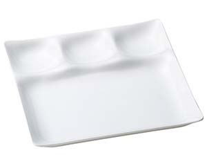 【まとめ買い10個セット品】 エ716-028 [A]スリーコンビプレート 陶磁器調白[S・H塗]【キャンセル/返品不可】【ECJ】