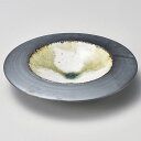 【まとめ買い10個セット品】和食器 カ029-058 グリーン流しリム皿【ECJ】