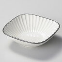 【まとめ買い10個セット品】和食器 ハ049-058 黒土化粧しのぎ4.5角鉢(ホワイト)【ECJ】