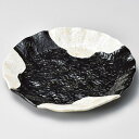 【まとめ買い10個セット品】和食器 キ175-018 黒織部 波型大皿【ECJ】