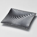 【まとめ買い10個セット品】和食器 キ191-188 いぶし黒 風紋正角皿(大)【ECJ】
