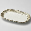 【まとめ買い10個セット品】和食器 ツ198-168 粉引ライン8.0小判皿【ECJ】