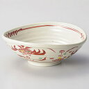 【まとめ買い10個セット品】和食器 ト257-098 粉引赤絵華 たわみ鉢(大)【ECJ】
