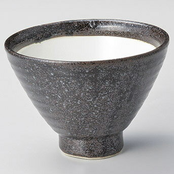 和食器 ユ343-168 白釉黒結晶 笠型丼(大)【ECJ】